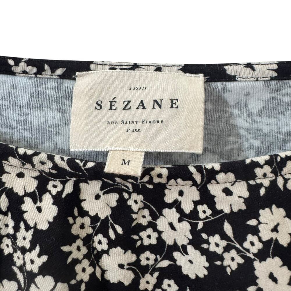Sezane Pippa Short Dress in Madison Print Floral Black White Size Medium - Picture 7 of 9